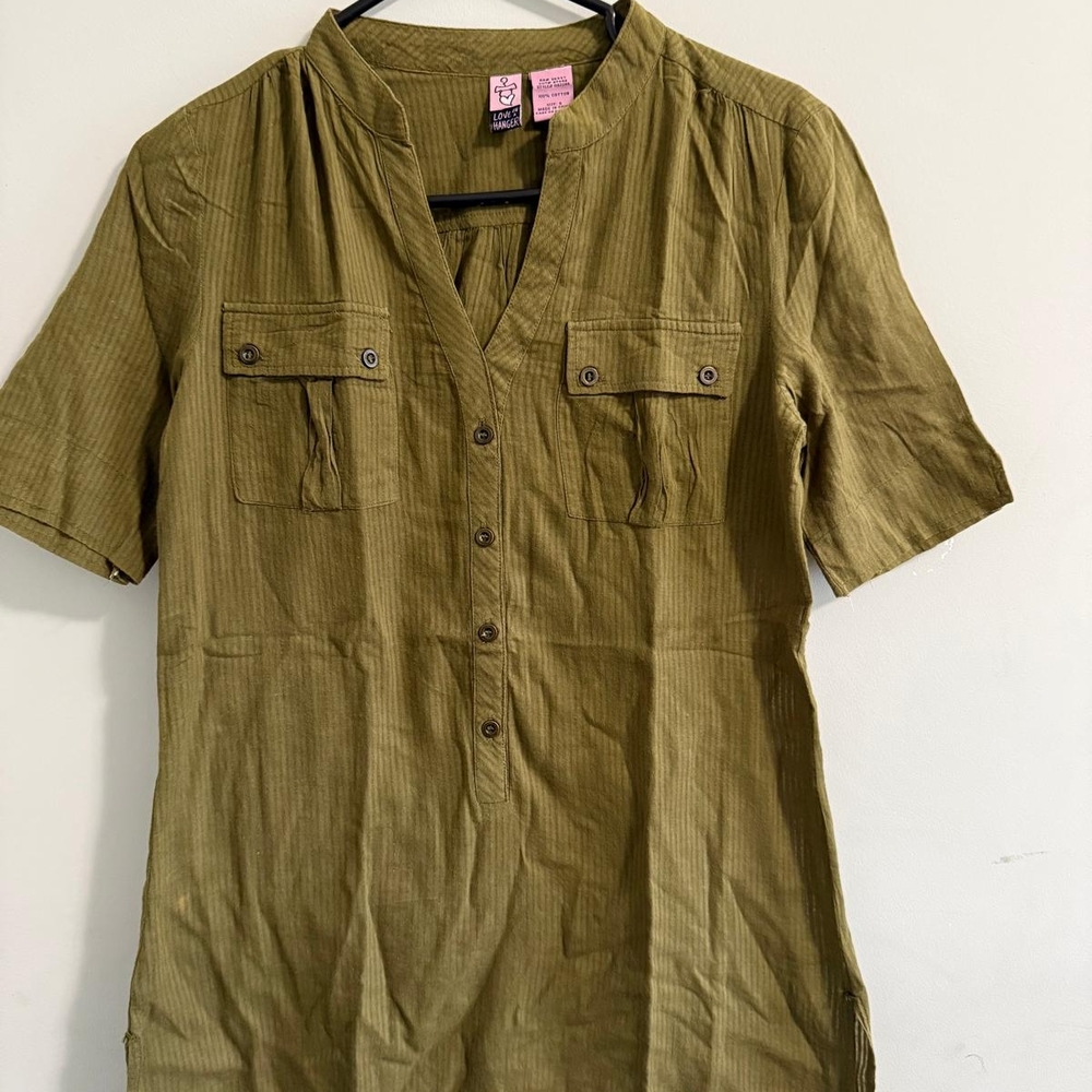 Olive Green Button-Up Shirt